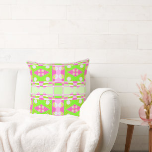 Bohemisches Chintz 71 Pastel Pink Fuchsia Lime Gre Kissen