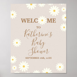 Bohemisches Daisy Floral Baby Dusche Begrüßungszei Poster