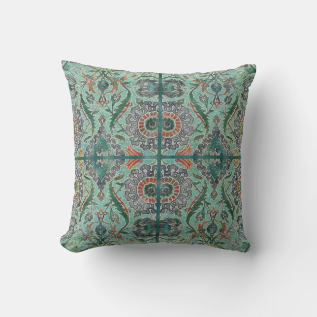 Bohemisches Dschungeldekor BOHO Arabesque Tile-Mus Kissen (Vorderseite)