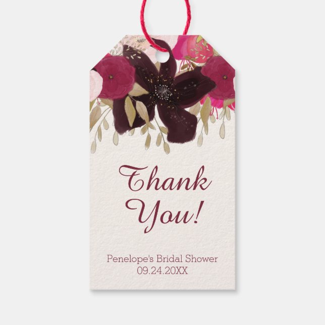 Bohemisches florales Brautparty Vielen Dank für Ih Geschenkanhänger (Rückseite)