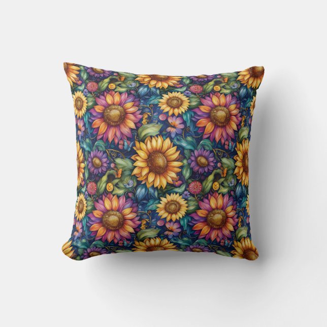 Bohemisches florales Dreamscape Kissen (Vorderseite)