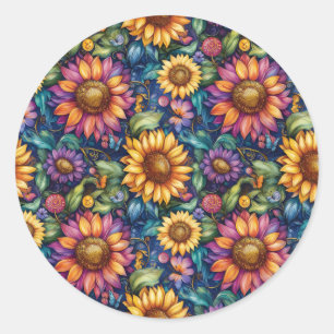 Bohemisches florales Dreamscape Runder Aufkleber