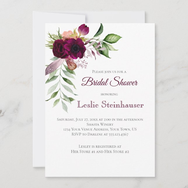 Bohemisches florales Romantisches Brautparty Einladung (Vorderseite)