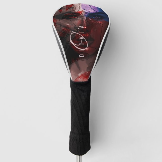 Bohemisches Frauenfotopportrait Monogramm Golf Headcover (Vorderseite)