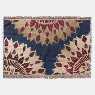 Bohemisches Gold Navy Burgundy Hand Drawn Mandala Decke