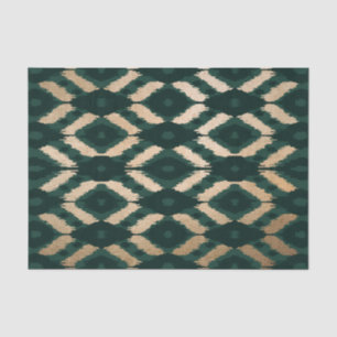 Bohemisches goldwaldgrünes Ikat-Muster Seidenpapier