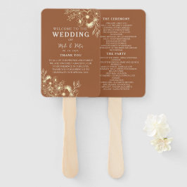 Bohemisches Hochzeitsprogramm für Terracotta Fächer