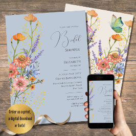 Bohemisches Hochzeitthema Romantische Wildblumen B Einladung