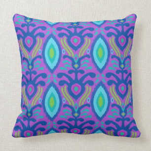 Bohemisches Ikat Kissen (lila Türkis)