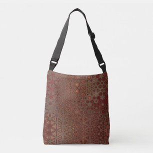 Bohemisches Kitsch Rust Brown Floral Print Muster Tragetaschen Mit Langen Trägern