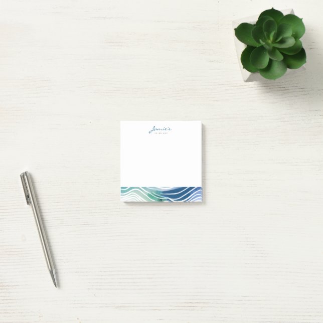 Bohemisches Meeresblau und Aquamarine Waves Post-it Klebezettel (Büro)