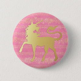 Bohemisches Muster und Einhorn aus Gold und Rosa Button