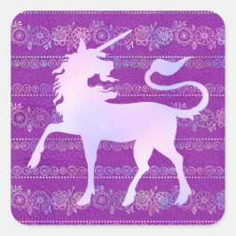 Bohemisches Muster und einsame Silhouette Quadratischer Aufkleber