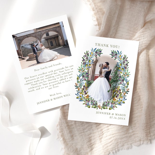 Bohemisches Olivenbaumzweig-Foto Dankeskarte (Von Creator hochgeladen)