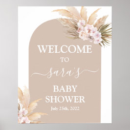 Bohemisches Pampas Grass Baby Dusche Begrüßungszei Poster