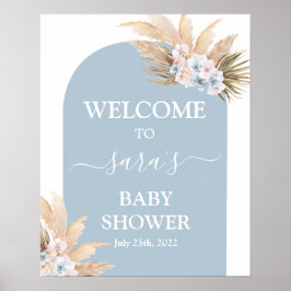 Bohemisches Pampas Grass Baby Shower Boy Begrüßung Poster