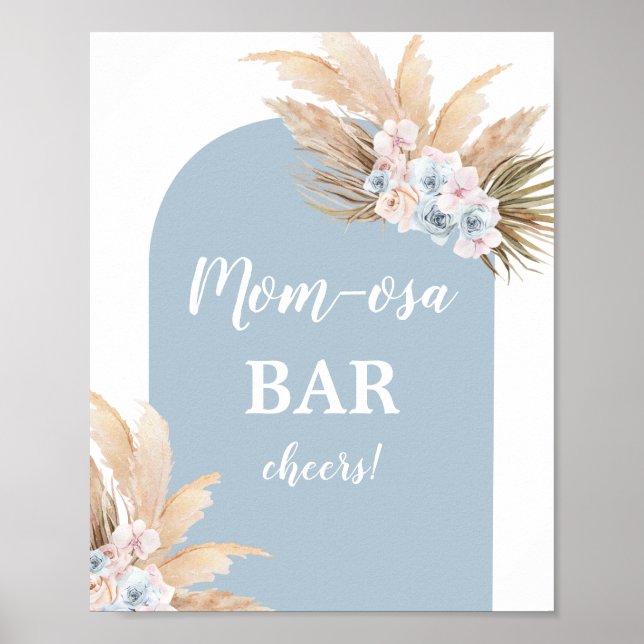 Bohemisches Pampas Grass Mimosa Bar Boy-Zeichen Poster (Vorne)