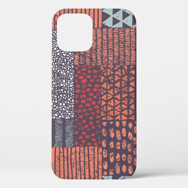 Bohemisches Patchwork: handgezeichnet nahtloses De Case-Mate iPhone Hülle (Rückseite)