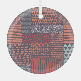 Bohemisches Patchwork: handgezeichnet nahtloses De Ornament Aus Glas