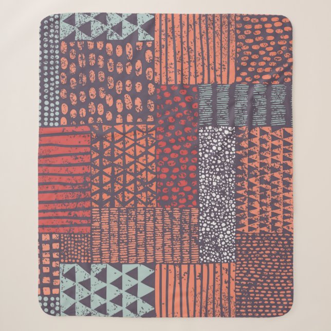 Bohemisches Patchwork: handgezeichnet nahtloses De Sherpadecke (Vorderseite)