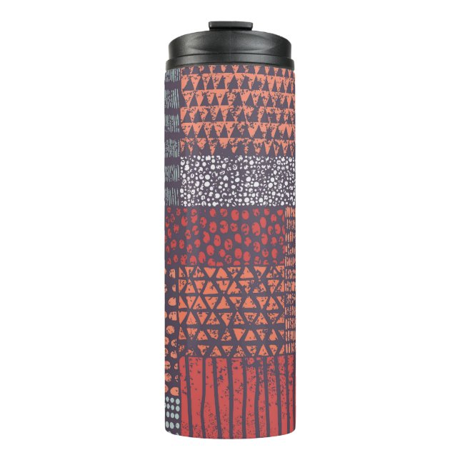 Bohemisches Patchwork: handgezeichnet nahtloses De Thermosbecher (Vorderseite)