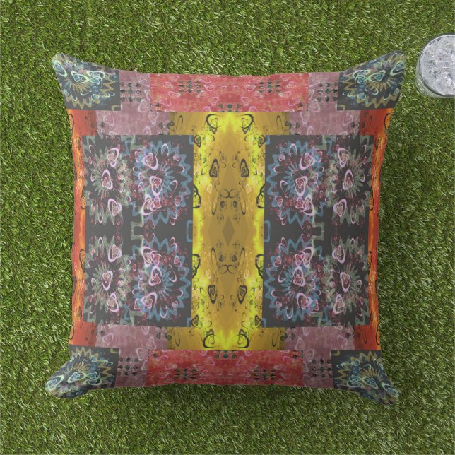 Bohemisches Patchwork Kissen (Gras)