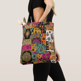 Bohemisches Patchwork Mandala und Paisley Pattern Tasche
