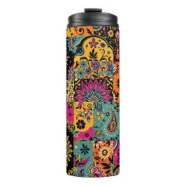 Bohemisches Patchwork Mandala und Paisley Pattern Thermosbecher