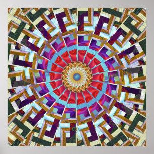 Bohemisches Rad des Fortune Fraktal Mandala Art Poster