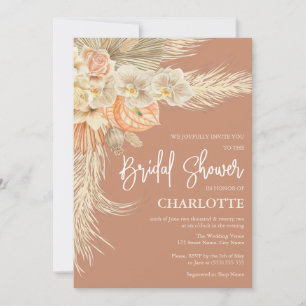 Bohemisches Terracotta Pampas Grass Brautparty Einladung