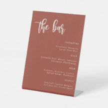 Bohemisches Terracotta Script Wedding Bar Sign