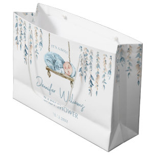 Bohemisches Thema blaue Babydusche Geschenktasche Große Geschenktüte