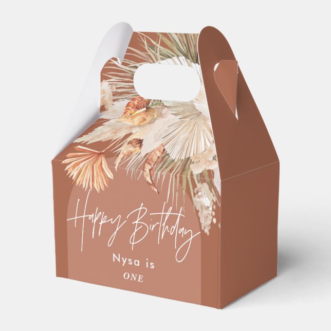 Bohenian Boho Rost Terracotta Geburtstagsparty Geschenkschachtel (Vorderseite)