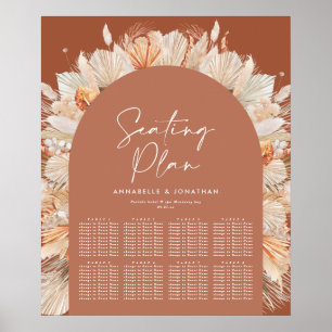 Bohenian boho rust terracotta wedding seating plan poster