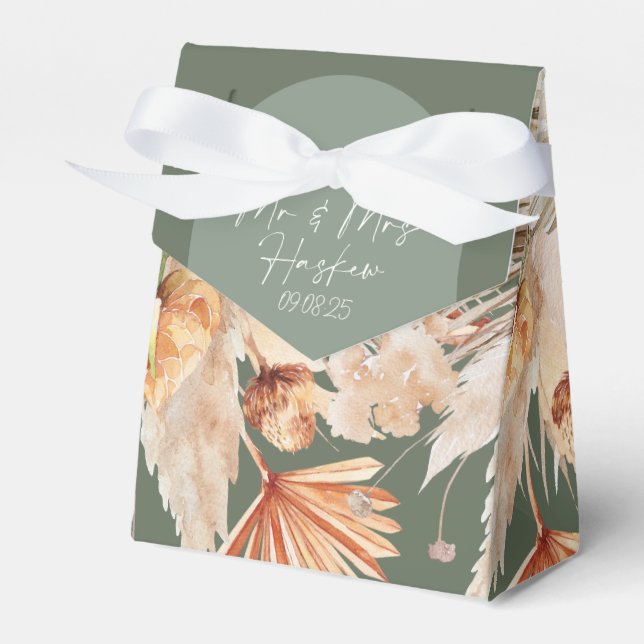 Bohenian boho Salbei, grünes Brautparty askew Geschenkschachtel (Vorderseite)