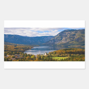 Bohinj-See in Slowenien im Herbst Rechteckiger Aufkleber