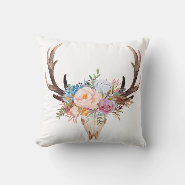 Böhm, Stielschädel, Antler, boholischer Blumenstra Kissen (Vorderseite)