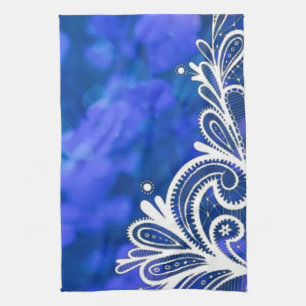 Böhmisch-bläulich-bläulich-weiße Spitze Küchentuch