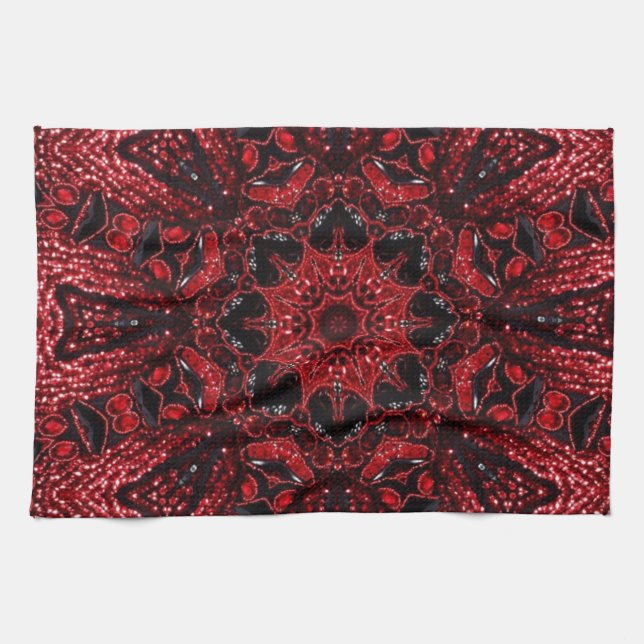 Böhmisch-marokkanischer Maroon-Borgade-Mandala Küchentuch (Horizontal)