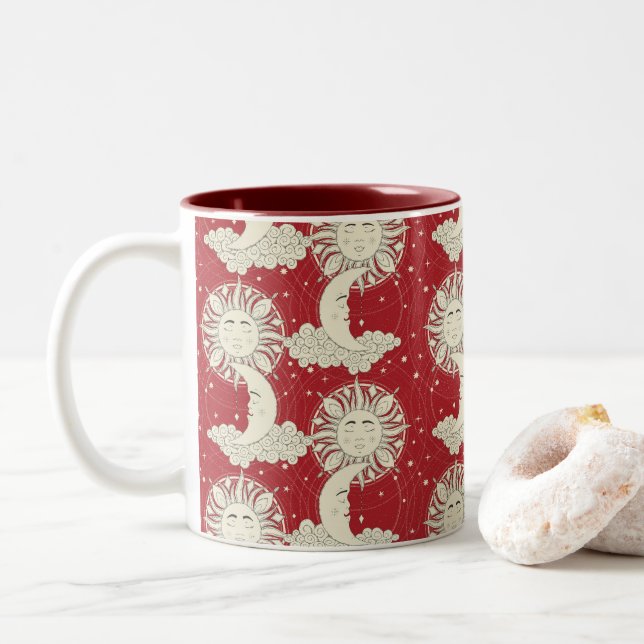 böhmische Träume rot Zweifarbige Tasse (Mit Donut)