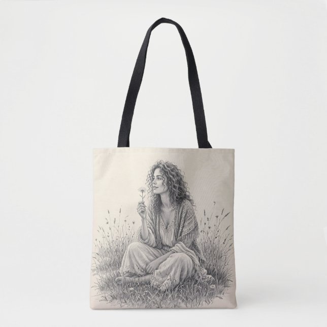 Böhmischer Träumer Bleistiftskizze  Tasche (Vorderseite)