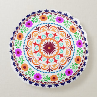Böhmisches Blumenmuster des Hippie rundes Rundes Kissen
