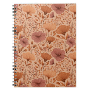 Böhmisches Terrakotta-Wildblumen-Blumenmuster Notizblock