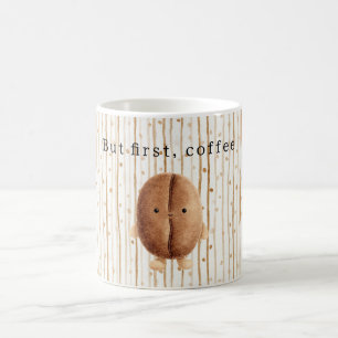 Bohnen Aber zuerst Kaffee Braune Punkte Streifen Kaffeetasse