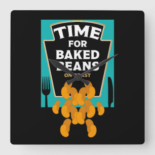 Bohnen auf Toast Quadratische Wanduhr
