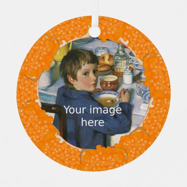 Bohnen auf Toast-Rahmen für Ihr Foto Ornament Aus Metall (Vorderseite)