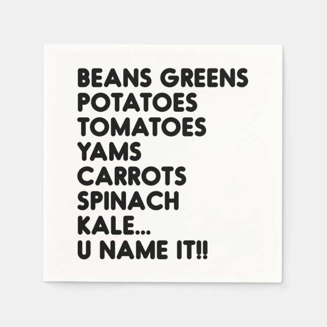 Bohnen Grüntöne Kartoffeln U Name Es Veganer Ernte Serviette (Vorderseite)
