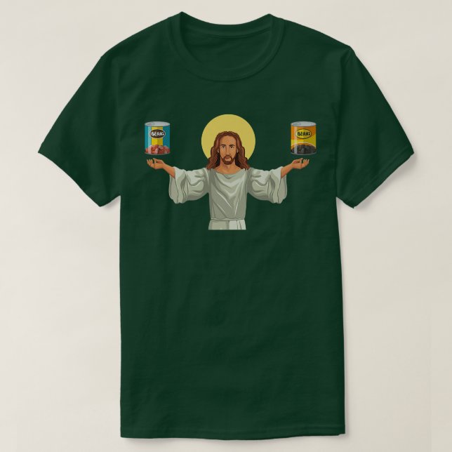 Bohnen in Dosen und Vegane vegetarische T-Shirt (Design vorne)