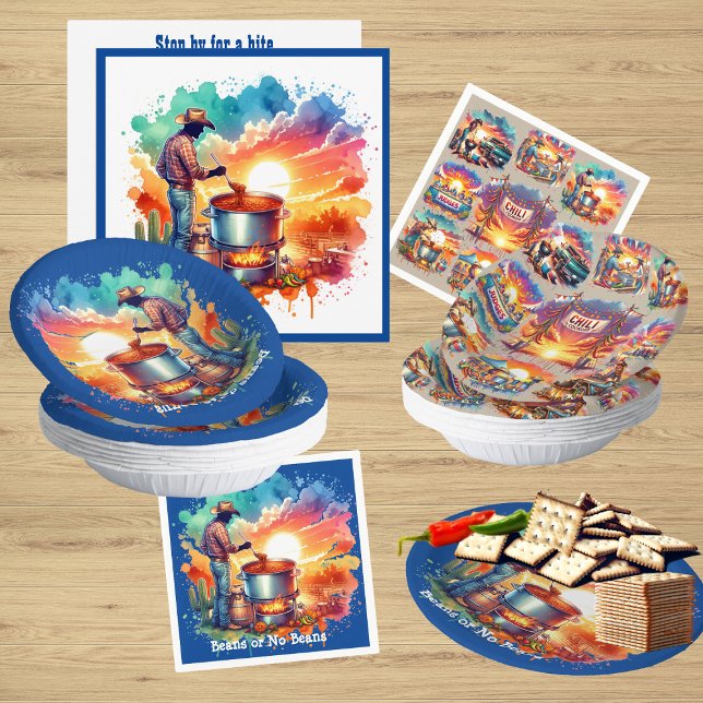 Bohnen oder keine Bohnen Chili Kochen Cowboy 1 Pappteller (Chili Cookoff Party Supplies)