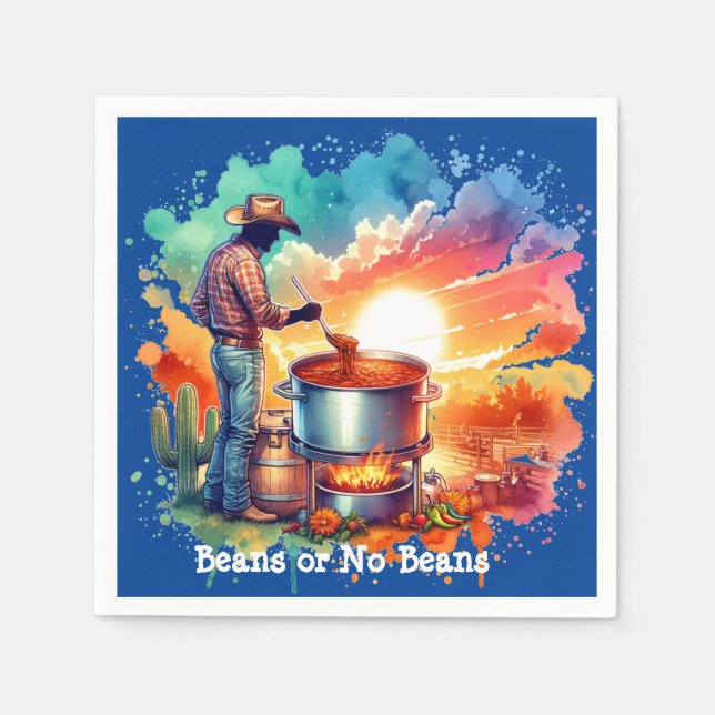 Bohnen oder keine Bohnen Chili Kochen Cowboy 1 Serviette (Vorderseite)